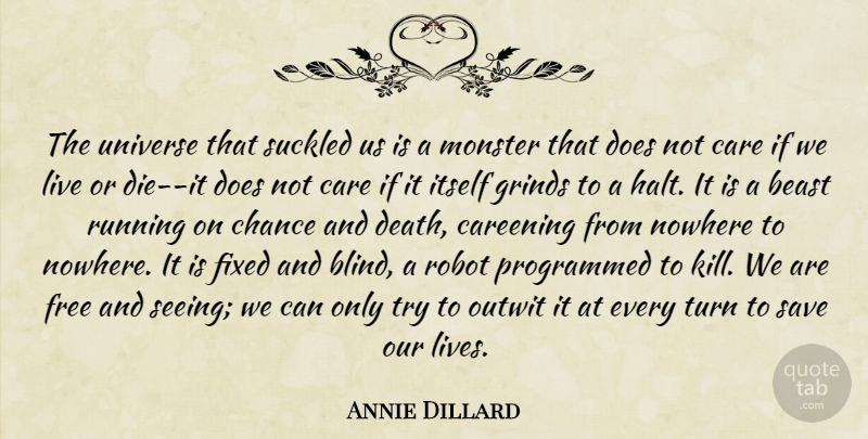 Annie Dillard Quote About Running, Trying, Robots: The Universe That Suckled Us...