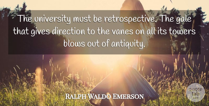 Ralph Waldo Emerson Quote About Blow, Giving, Gale: The University Must Be Retrospective...