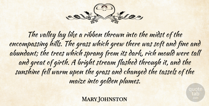 Mary Johnston Quote About Bright, Changed, Fell, Fine, Golden: The Valley Lay Like A...