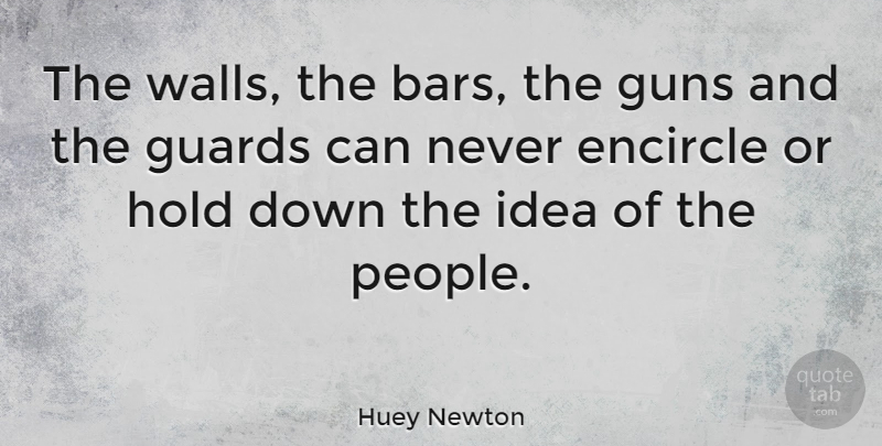 Huey Newton Quote About Wall, Gun, Ideas: The Walls The Bars The...