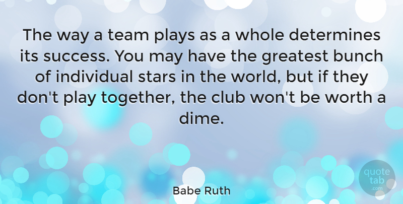 Babe Ruth Quote About Leadership, Basketball, Sports: The Way A Team Plays...