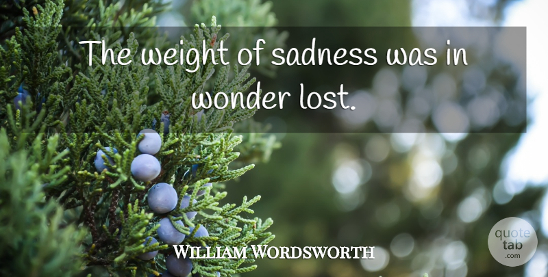 William Wordsworth Quote About Sadness, Weight, Wonder: The Weight Of Sadness Was...