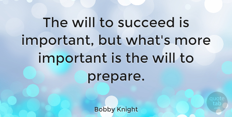 Bobby Knight Quote About Inspirational, Life, Motivational: The Will To Succeed Is...