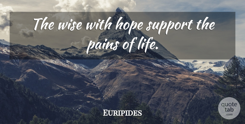 Euripides Quote About Wise, Pain, Support: The Wise With Hope Support...