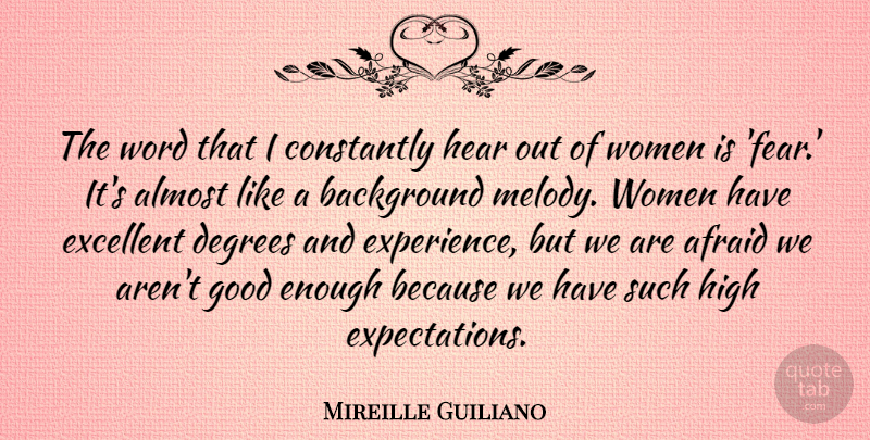 Mireille Guiliano Quote About Afraid, Almost, Background, Constantly, Degrees: The Word That I Constantly...