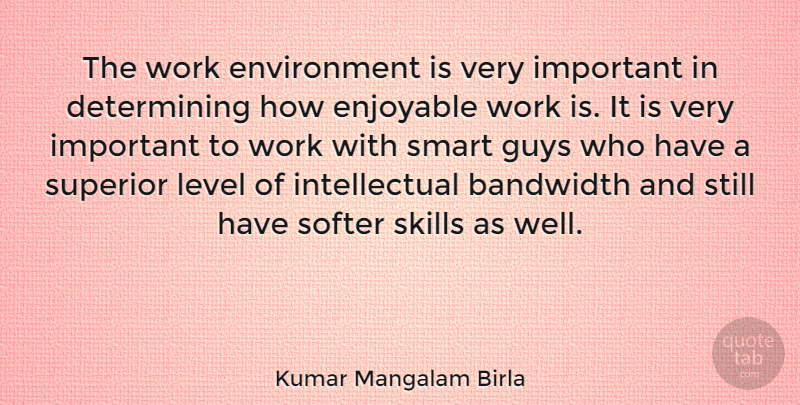 Kumar Mangalam Birla Quote About Smart, Skills, Guy: The Work Environment Is Very...