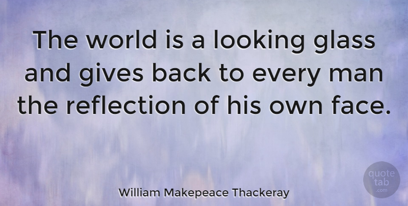 William Makepeace Thackeray Quote About Positive, Attitude, Men: The World Is A Looking...