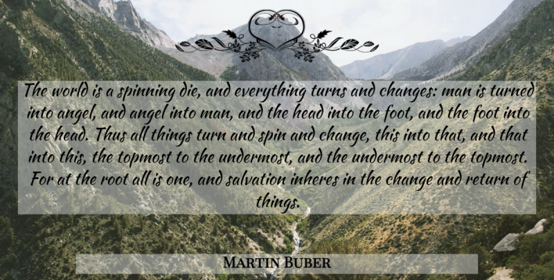 Martin Buber Quote About Angel, Men, Roots: The World Is A Spinning...