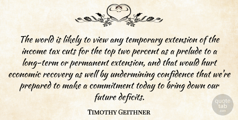 Timothy Geithner Quote About Hurt, Recovery, Commitment: The World Is Likely To...