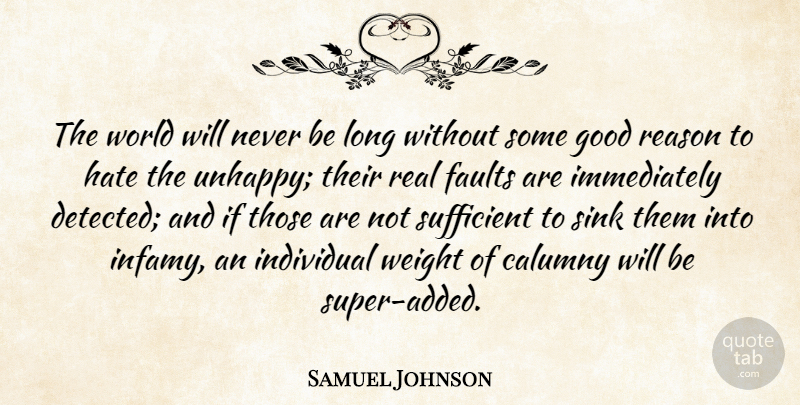 Samuel Johnson Quote About Happiness, Real, Hate: The World Will Never Be...