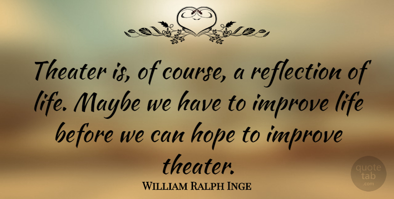William Ralph Inge Quote About Reflection, Theatre, Theater: Theater Is Of Course A...