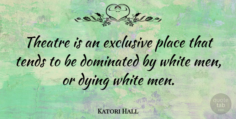 Katori Hall Quote About Men, White, Theatre: Theatre Is An Exclusive Place...