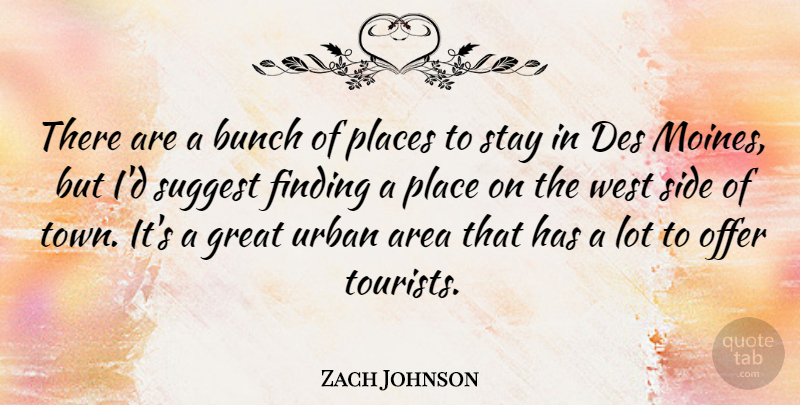 Zach Johnson Quote About Area, Bunch, Finding, Great, Offer: There Are A Bunch Of...