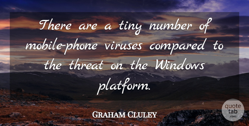 Graham Cluley Quote About Compared, Number, Threat, Tiny, Viruses: There Are A Tiny Number...