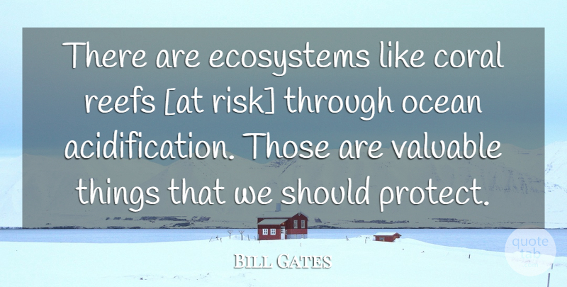 Bill Gates Quote About Ocean, Ecosystems, Risk: There Are Ecosystems Like Coral...