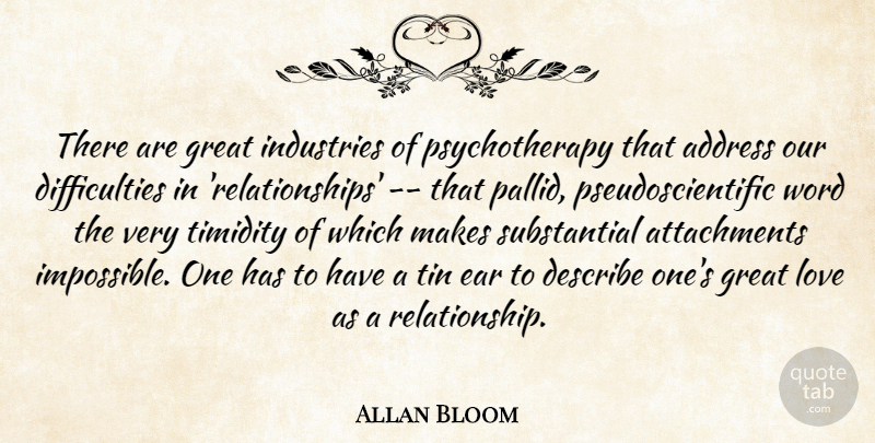 Allan Bloom Quote About Address, Describe, Ear, Great, Industries: There Are Great Industries Of...