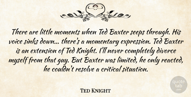 Ted Knight Quote About Critical, Divorce, Extension, Momentary, Moments: There Are Little Moments When...