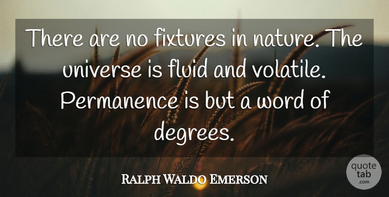 Ralph Waldo Emerson Quote About Self Reliance, Degrees, Fluid: There Are No Fixtures In...