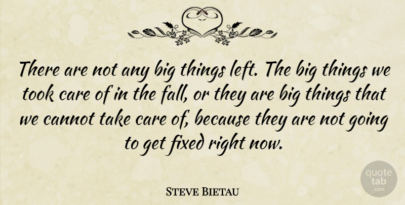 Steve Bietau Quote About Cannot, Care, Fixed, Took: There Are Not Any Big...