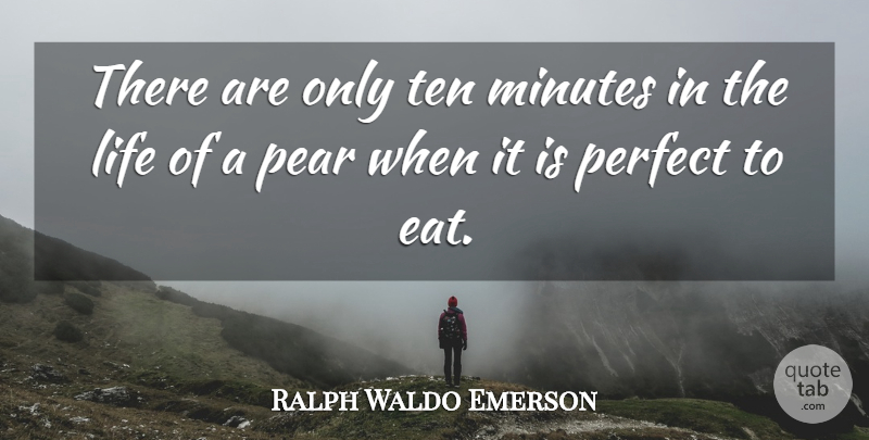 Ralph Waldo Emerson Quote About Food, Perfect, Cooking: There Are Only Ten Minutes...