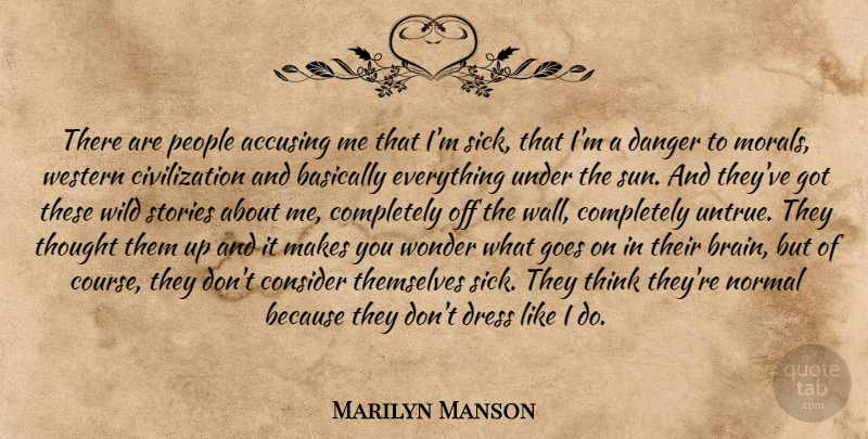 Marilyn Manson Quote About Wall, Thinking, Civilization: There Are People Accusing Me...