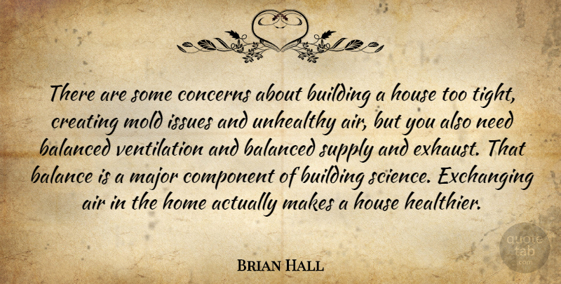 Brian Hall Quote About Air, Balanced, Building, Component, Concerns: There Are Some Concerns About...