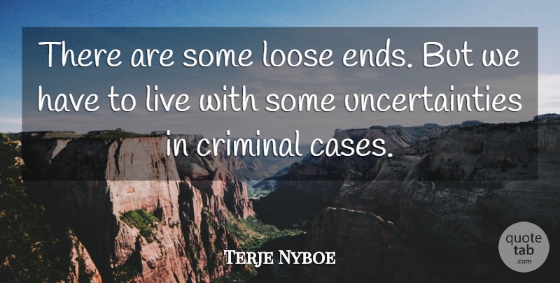 Terje Nyboe Quote About Criminal, Loose: There Are Some Loose Ends...