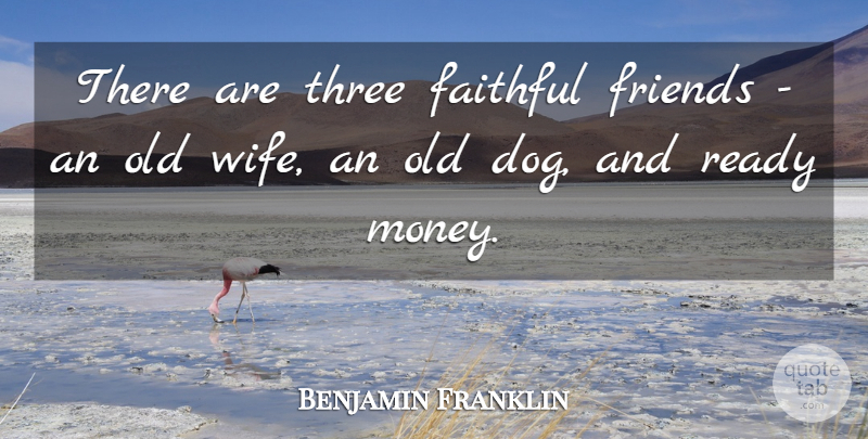 Benjamin Franklin Quote About Friendship, Dog, Money: There Are Three Faithful Friends...