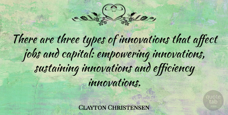 Clayton Christensen Quote About Affect, Empowering, Sustaining, Types: There Are Three Types Of...