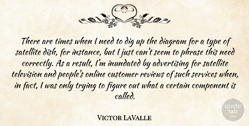 Victor LaValle Quote About Advertising, Certain, Component, Diagram, Dig: There Are Times When I...