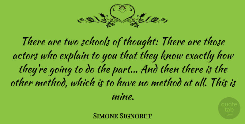 Simone Signoret Quote About Method, Schools: There Are Two Schools Of...