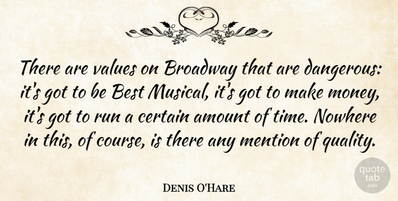 Denis O'Hare Quote About Amount, Best, Broadway, Certain, Mention: There Are Values On Broadway...