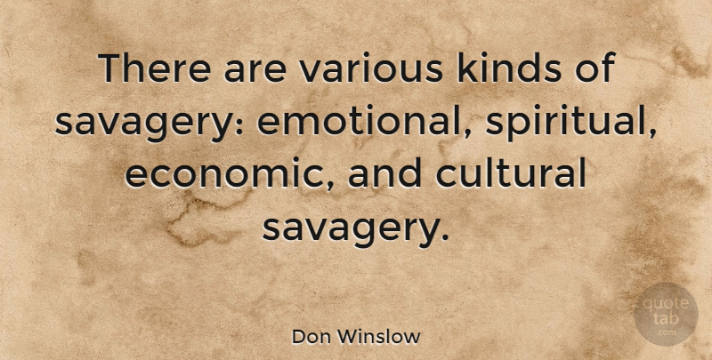 Don Winslow Quote About Spiritual, Emotional, Kind: There Are Various Kinds Of...