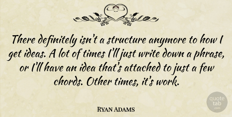 Ryan Adams Quote About Writing, Ideas, Phrases: There Definitely Isnt A Structure...