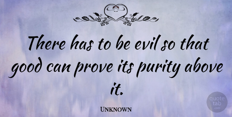 Unknown Quote About Above, Evil, Good, Indian Leader, Purity: There Has To Be Evil...