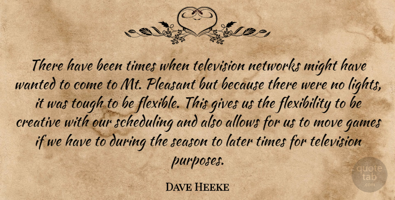 Dave Heeke Quote About Creative, Games, Gives, Later, Might: There Have Been Times When...