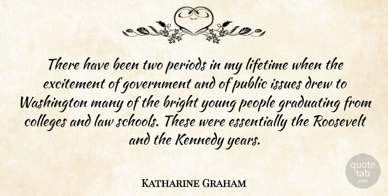 Katharine Graham Quote About Colleges, Drew, Excitement, Government, Graduating: There Have Been Two Periods...