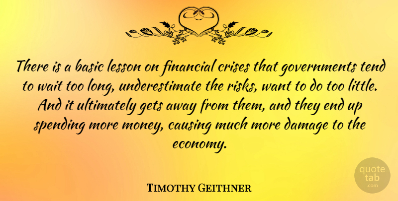 Timothy Geithner Quote About Government, Long, Waiting: There Is A Basic Lesson...