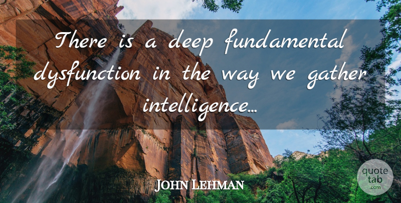 John Lehman Quote About Deep, Gather, Intelligence And Intellectuals: There Is A Deep Fundamental...