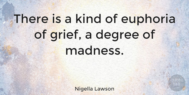 Nigella Lawson Quote About Grief, Degrees, Madness: There Is A Kind Of...