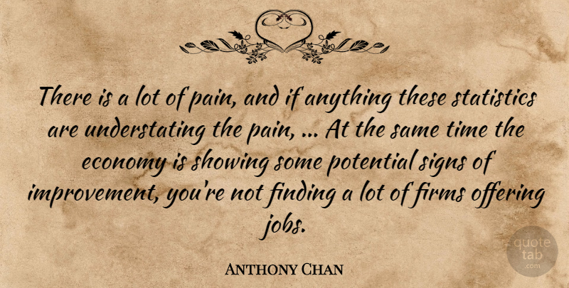 Anthony Chan Quote About Economy, Finding, Offering, Pain, Potential: There Is A Lot Of...