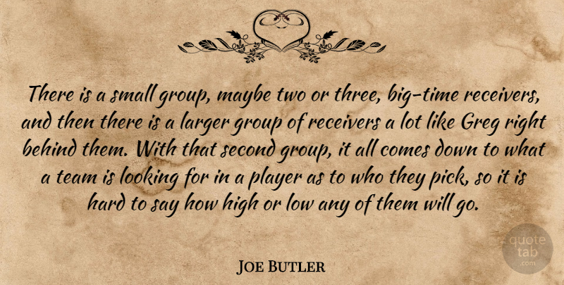 Joe Butler Quote About Behind, Group, Hard, High, Larger: There Is A Small Group...