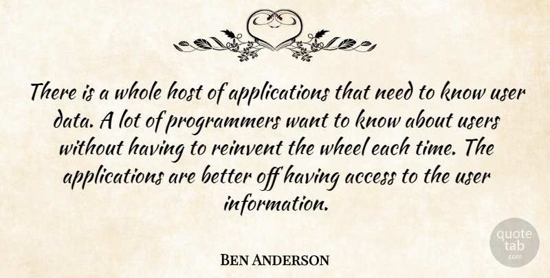 Ben Anderson Quote About Access, Host, Reinvent, User, Users: There Is A Whole Host...