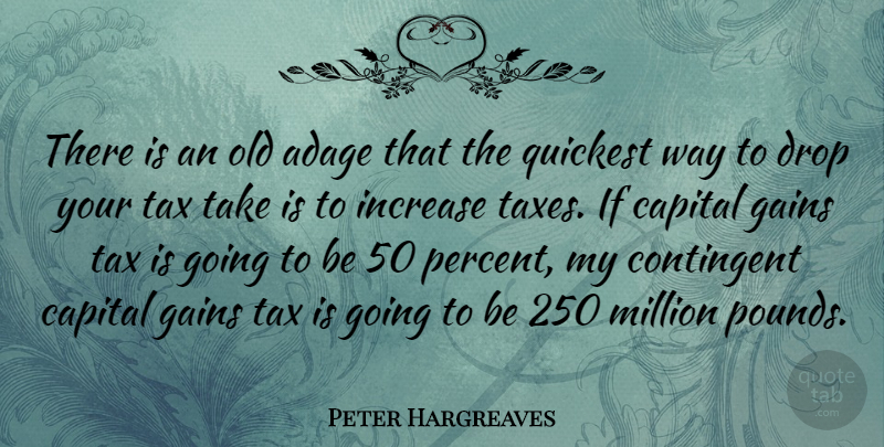 Peter Hargreaves Quote About Adage, Capital, Contingent, Drop, Gains: There Is An Old Adage...