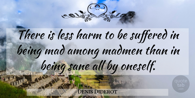 Denis Diderot Quote About Mad, Psychological, Harm: There Is Less Harm To...