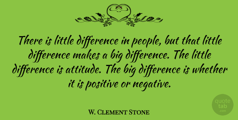 W. Clement Stone Quote About Inspirational, Life, Positive: There Is Little Difference In...