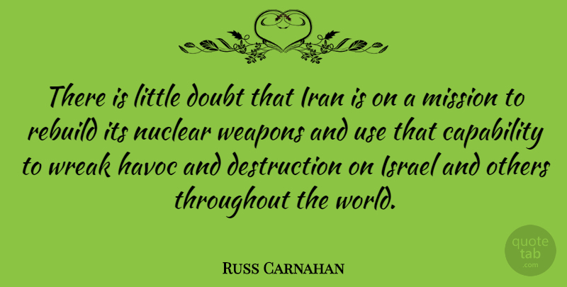 Russ Carnahan Quote About Iran, Israel, Doubt: There Is Little Doubt That...