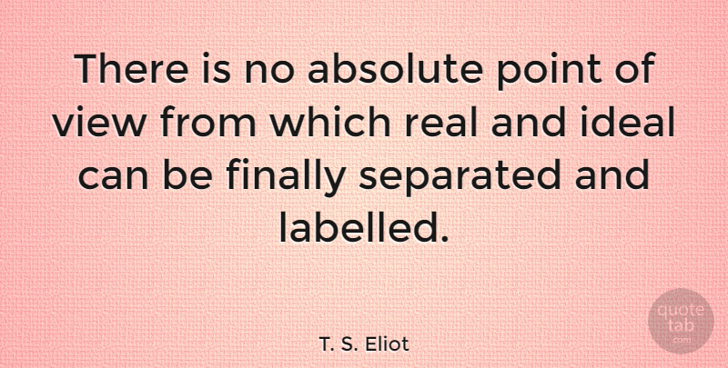 T. S. Eliot Quote About Real, Views, Point Of View: There Is No Absolute Point...