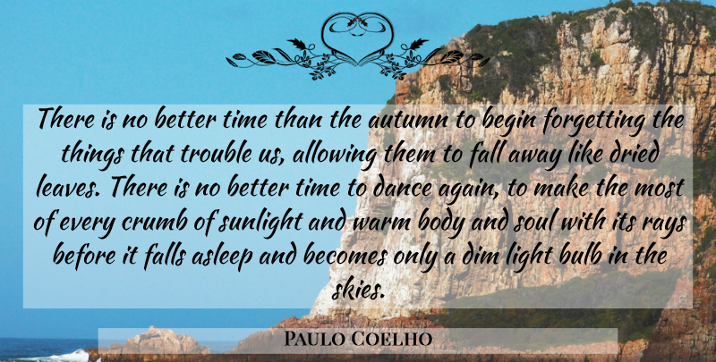 Paulo Coelho Quote About Fall, Autumn, Light: There Is No Better Time...