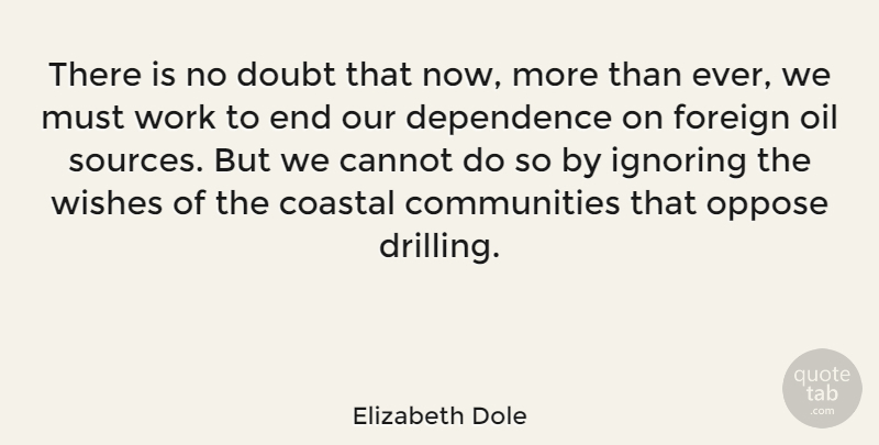 Elizabeth Dole Quote About Cannot, Dependence, Doubt, Foreign, Ignoring: There Is No Doubt That...